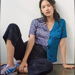 Anthropologie TINY POSTCARD BUTTONDOWN Size XL